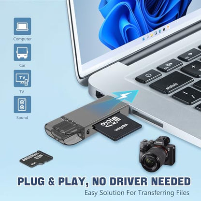 Micro SD Card Reader 2 in 1 Micro to C OTG Adapter | Portable Memory Card Reader for SD TF SDXC SDHC MMC RS-MMC Micro SD Micro SDXC Micro SDHC Card and UHS-I Cards - size: 2in1
