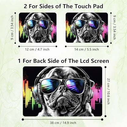 Laptop Skin Sticker Decal, Universal Reusable Vinyl Laptop Cover for 12" 13" 13.3" 14" 15" 15.4" 15.6" Notebook PC, Reusable Waterproof Scratch-Resistant with 2 Wrist Pads,Dog with Headphones - color: Dog with Headphones