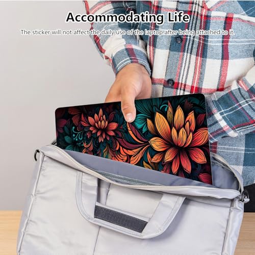 Universal Laptop Skin Sticker with 2 Wrist Pad Skins, Waterproof Scratch Resistant Vinyl Laptop Cover Decal, Cut to Fit for 11–15.6 Inch MacBook HP Dell Lenovo, Colorful Flowers - color: Colorful Flowers