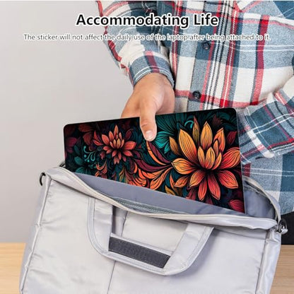 Universal Laptop Skin Sticker with 2 Wrist Pad Skins, Waterproof Scratch Resistant Vinyl Laptop Cover Decal, Cut to Fit for 11–15.6 Inch MacBook HP Dell Lenovo, Colorful Flowers - color: Colorful Flowers