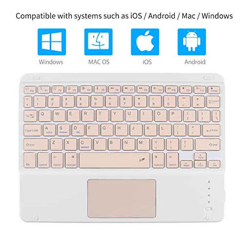 Ultra Slim Wireless Bluetooth Keyboard with Touchpad for iPad, Rechargeable 10'' QWERTY Layout Portable Wireless Keyboard for iPad Pro/Air/Tablet, and Other iOS Android Windows Devices(Pink) - color: pink