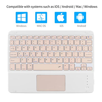 Ultra Slim Wireless Bluetooth Keyboard with Touchpad for iPad, Rechargeable 10'' QWERTY Layout Portable Wireless Keyboard for iPad Pro/Air/Tablet, and Other iOS Android Windows Devices(Pink) - color: pink