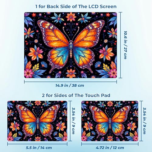 Reusable Universal Laptop Skin Sticker, Cut to Fit for 11.6–15.6 Inch Laptops, Waterproof Protective Film, No-Residue - Rainbow Butterfly - color: Rainbow Butterfly