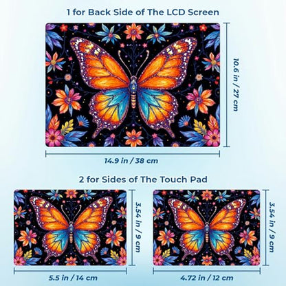 Reusable Universal Laptop Skin Sticker, Cut to Fit for 11.6–15.6 Inch Laptops, Waterproof Protective Film, No-Residue - Rainbow Butterfly - color: Rainbow Butterfly