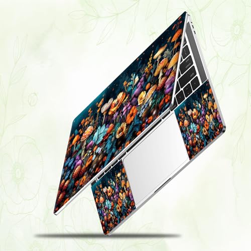 Laptop Skin Sticker Decal, Universal Reusable Vinyl Laptop Cover for 12" 13" 13.3" 14" 15" 15.4" 15.6" Notebook PC, Reusable Waterproof Scratch-Resistant with 2 Wrist Pads,Flowers Mushrooms - color: Flowers Mushrooms