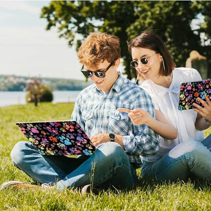 Universal Laptop Skin Sticker with 2 Wrist Pad Skins, Waterproof Scratch Resistant Vinyl Laptop Cover Decal, Cut to Fit for 11–15.6 Inch MacBook HP Dell Lenovo, Color Dog Paws - color: Color Dog Paws