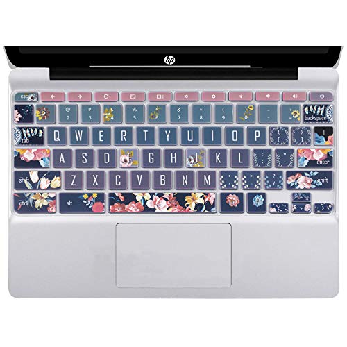 Silicon Keyboard Cover Skin for HP Chromebook 11 x360, 14-ca, 14-ak - Red Flower - color: Red Flower