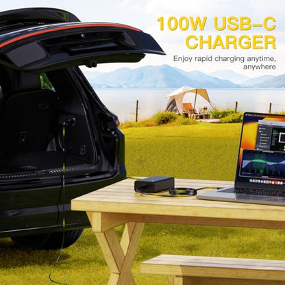 100W USB-C Laptop Car Charger for Dell Latitude/XPS/Precision,MacBook Pro | Air,for HP Spectre/Elitebook,for Lenovo ThinkPad/Yoga/IdeaPad,Acer Chromebook,Google,for Samsung,Zenbook,Car Laptop Charger
