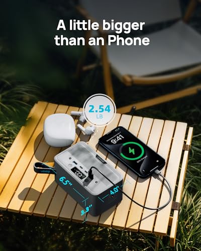 Portable Power Station 100W (200W Peak) , 89.6Wh LiFePO4 Solar Power Bank with AC Outlet & PD Fast Charging, Small Generator for Laptop, Camping, Travel & Office(Solar Panel Optional)