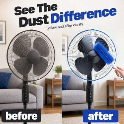 Bendable Microfiber Head, Fan Cleaning Brush Bendable Duster (Blue 1pc) | Reusable and Washable,Suitable for Cleaning Vents,Ceilings,Blinds,Furniture and Hard-to-Reach Areas - color: Blue 1pc