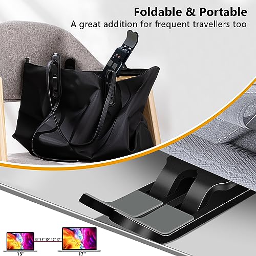 Laptop Stand, Computer Tablet Stand, Adjustable Aluminum Foldable Portable Laptop Holder Riser, Compatible with MacBook Air Pro, Lenovo, HP, Dell, More 10-15.6” Laptops and Tablets (Black) - color: D102 Black