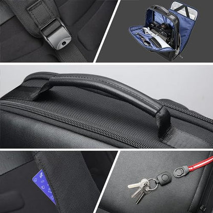 BOPai Business Smart 15.6 Inch Laptop Backpack Convertible Expandable Anti-Theft USB Charging Multi-Functional Travel Professional Work Office Men Commuter Large Black With Bottle Holder Waterproof - color: Black2