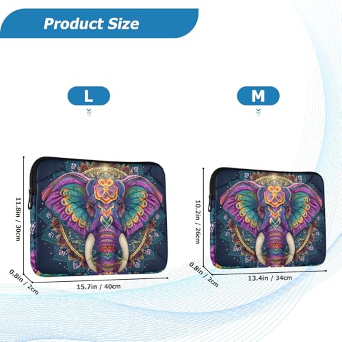 Mandala Elephant Laptop Sleeve 15 16 Inch Puffy Quilted Carrying Case Protective Computer Bag Waterproof Laptops Sleeve for Women Men - color: Mandala Elegant, size: Large