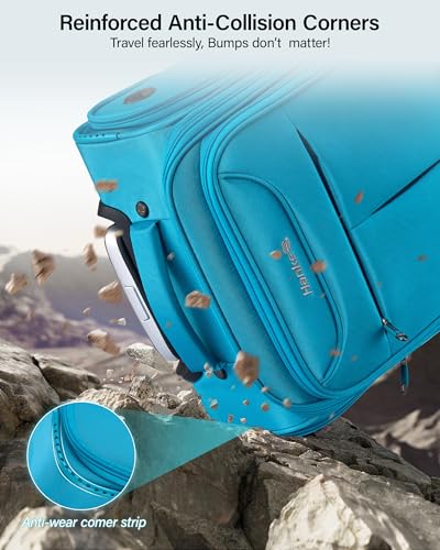 Hanke Underseat Carry On Luggage with Wheels, Lightweight Small Suitcase Airline Approved 16 Inch Softside Personal Item Travel Bag for Women Men, Compact Under Seat Luggage.(Caribbean Blue) - color: Caribbean Blue
