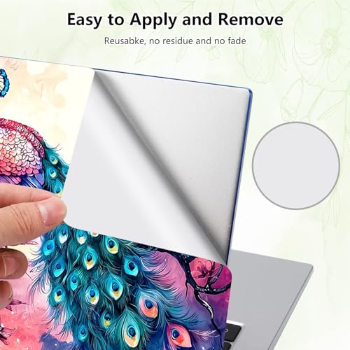 Laptop Skin Sticker Decal, Universal Reusable Vinyl Laptop Cover for 12" 13" 13.3" 14" 15" 15.4" 15.6" Notebook PC, Waterproof Scratch-Resistant with 2 Wrist Pads, Easy to Apply & Remove,Art Peacock - color: Art Peacock