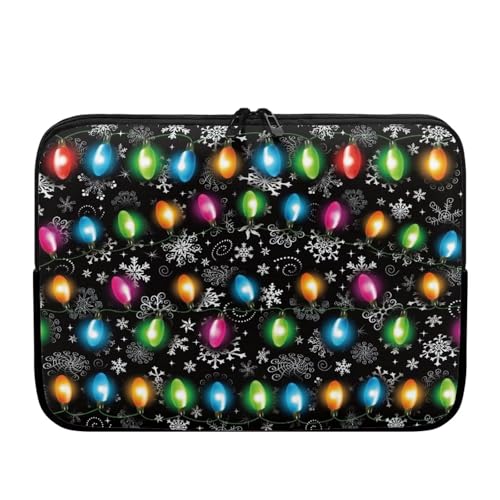 10-17 Inch Pink Laptop Sleeve, Zipper Work Bag Protective Computer Carrying Case Christmas Decorative Laptop Cover Briefcase Fits Tablet/Notebook/Reader, Christmas Colorful Lights - color: Christmas Colorful Lights, size: 10 Inch