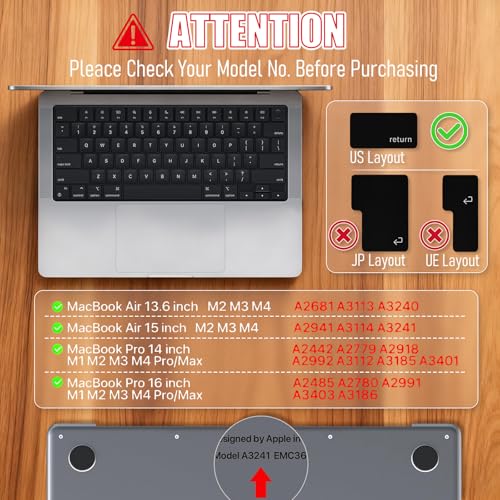 Bestac Ultra Thin Clear Keyboard Cover, Compatible with 2021-2025 M1/M2/M3/M4/M5 Pro/Max MacBook Pro 14/16 & MacBook Air 13/15, US ANSI Layout (Translucent Tinted) - color: Translucent Tinted