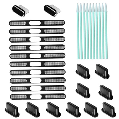 USB-C Anti-Dust Plug Set with Speaker Dust Cover, 10 Pack Charging Port Protectors, Compatible with iPhone 17, 16, 15 Series