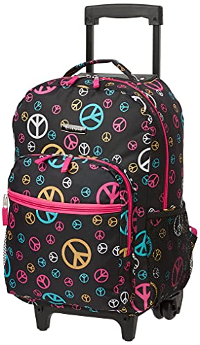 Rockland Double Handle 17" Rolling Backpack, Peace - color: PEACE, size: One Size