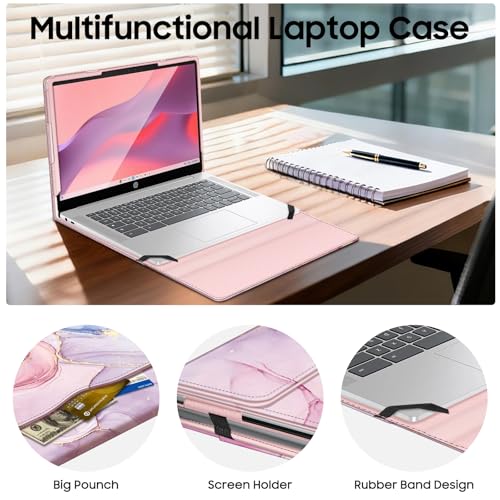 Fintie Protective Case for 14 inch HP/Lenovo/ASUS with Pocket, Pink | Fits for 14'' HP 14-ee, Lenovo IdeaPad 1 Gen 7, ASUS Vivobook 14 X1404, Dell Latitude 3440 - color: Pink