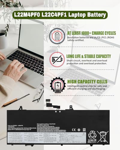 60Wh L22M4PF0 L22C4PF1 Battery for Lenovo Yoga Slim 6-14APU8 6-14IAP8 6-14IRH8 6-14IRP8 & 7-14IMH9 7-14IRP8 Series – 5B11J63614 5B11N45328 L22C4PF0 L22M4PF1 - size: 11.12*3.73*0.19 IN L22M4PF0