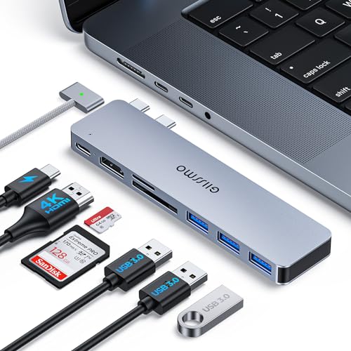 USB C Adapter HDMI Hub for MacBook Pro/Air M1 M2 M3 2024 2023 13" 15" 16",Mac USB Adapter 7-in-2, MacBook Accessories with HDMI, USB C and 3 USB A 3.0 Data Ports, SDµSD Card Reader