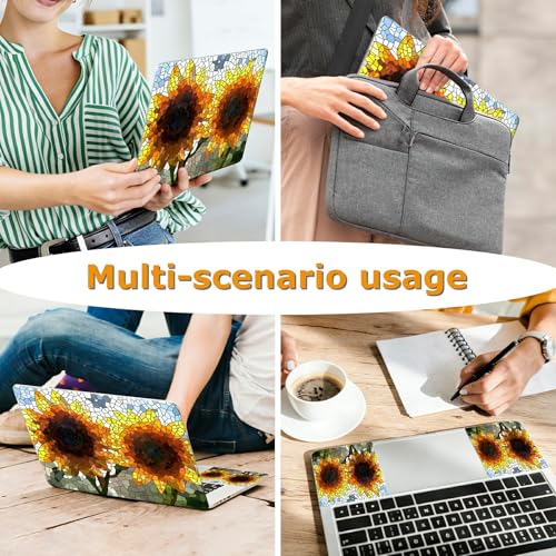 Universal Laptop Skin Sticker with 2 Wrist Pad Decals, 3-Piece Removable Vinyl Laptop Cover, Fragmented Sunflowers Waterproof Anti-Scratch, Easy-Trim Fit for 13.3" 14" 15.6" Laptops - color: Fragmented Sunflowers