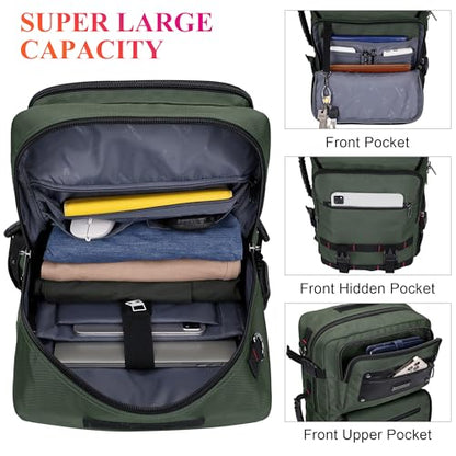WITZMAN Travel Backpack for Men Duffle Bags Fits 17 Inch Laptop | Nylon Water-resistant 3-in-1 Carry on Backpack Airline Approved, Large Convertible Overnight Rucksack, B685 Army Green - color: Army Green