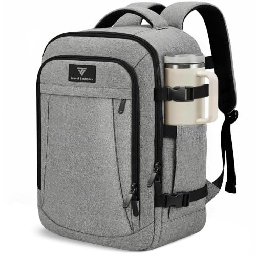 TILYMOL Travel Backpack for Women & Men - 15.6 inch Laptop Backpack Airplane Flight Approved, Large Carry On Anti-theft Bag for Travel Work Business Weekender - color: Grey