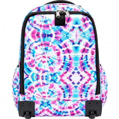 Heavy Duty Rolling Backpack School Bookbag with Wheels Deluxe Wheeled Daypack - color: Pastel