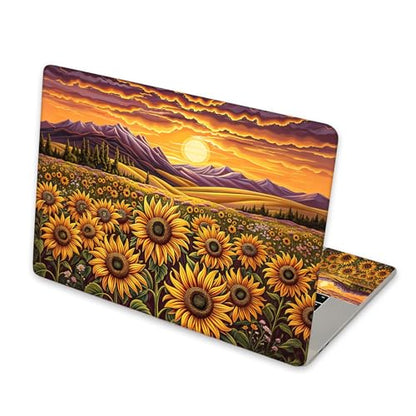 Universal Laptop Skin Sticker for 12/13/14/15.6 Inch Laptops, Reusable Vinyl Laptop Decal Cover, Waterproof Scratch Resistant Notebook Skin with 2 Wrist Pads,Sunset Sunflowers - color: Sunset Sunflowers