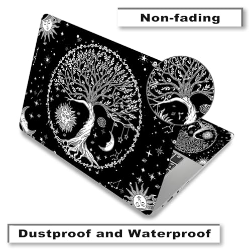 Laptop Skin Sticker Decal,12" 13" 13.3" 14" 15" 15.4" 15.6 inch Laptop Vinyl Skin Sticker Cover Art Protector Notebook PC (2 Wrist Pad Skin Included), Waterproof Removable, Moon & Sun & Stars - color: Moon & Sun & Stars