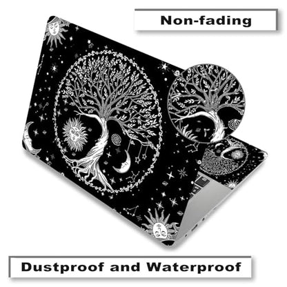 Laptop Skin Sticker Decal,12" 13" 13.3" 14" 15" 15.4" 15.6 inch Laptop Vinyl Skin Sticker Cover Art Protector Notebook PC (2 Wrist Pad Skin Included), Waterproof Removable, Moon & Sun & Stars - color: Moon & Sun & Stars