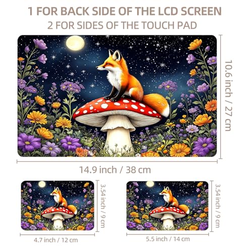 Universal Laptop Skin Sticker for 12/13/14/15.6 Inch Laptops, Reusable Vinyl Laptop Decal Cover, Waterproof Scratch Resistant Notebook Skin with 2 Wrist Pads,Cute Fox Garden - color: Cute Fox Garden
