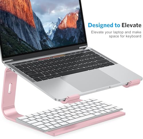 OMOTON Laptop Stand, Detachable Mount for MacBook Air/Pro Dell HP Rose Gold | 11-17" Laptop Holder for Desk, Notebook Computer Mount, Lightweight Cooling for Desk, Ergonomic Home Office - color: Rosegold