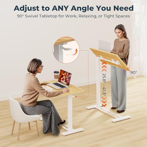 32''Pneumatic Overbed 90°Tilting Bedside Table,Small Standing Desk | 31.5" W x 17.7" D, Maple Rolling Bedside Table,Hospital BedTable,Medical Bedside Table,Overbed Table with Wheels,Mobile Desk - color: Maple, size: 3218