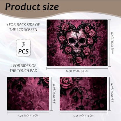 Laptop Skin 12.1-15.6 inch Removable Universal Reusable Laptop Sticker Decal,Waterproof No Residue Vinyl Cover,Scratch-Resistant Cuttable Full Wrap Sticker for Notebook, Gothic Heart Skull and Rose - color: Gothic Heart Skull And Rose