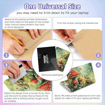 Universal Laptop Skin Sticker Decal, Compatible with MacBook HP Dell Lenovo 12"-15.6", Reusable Vinyl Notebook Cover 3PCS Set, High-Recognition Film-Red Mushroom Frog - color: Red Mushroom Frog