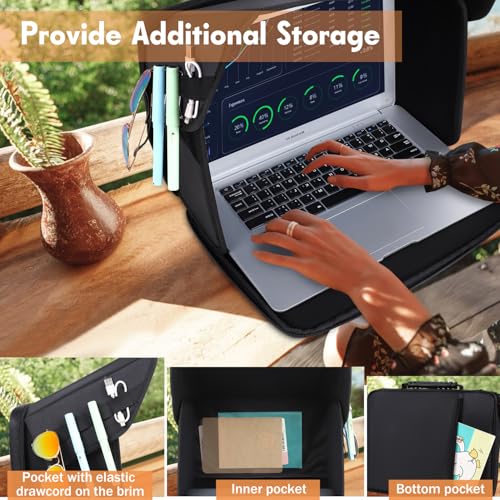Laptop Sun Shade Laptop Sun Glare Shield Privacy Screen Hood 12-14'' | Lightweight Laptops Sunshade Bag for Working Outside Portable Shield Cover (Patent Pending) - size: 12-14in