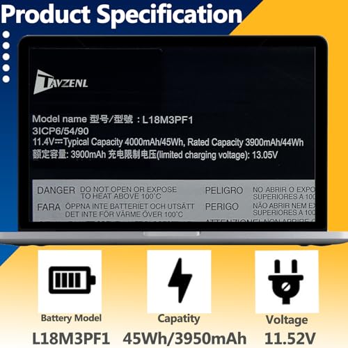L18C3PF1 L18M3PF1 Laptop Battery Replacement for Lenovo Ideapad L340-15IRH L340-17IRH Gaming Series 5B10T04975 5B10W67350 5B10T04976 5B10W67336 SB10W67243