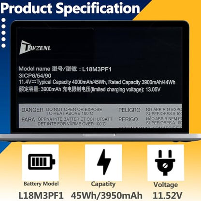 L18C3PF1 L18M3PF1 Laptop Battery Replacement for Lenovo Ideapad L340-15IRH L340-17IRH Gaming Series 5B10T04975 5B10W67350 5B10T04976 5B10W67336 SB10W67243