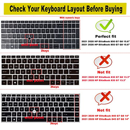 Keyboard Cover for 15.6'' HP EliteBook 850 G7 G8 /EliteBook 855 G7 G8 15.6 inch (with Number Keys) US Layout Keyboard(NOT FIT EliteBook 850 855 G9 G10)-TPU - color: TPU