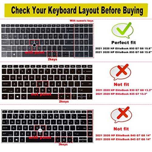 2 Pack Keyboard Cover for 15.6'' HP EliteBook 850 G7 G8 /EliteBook 855 G7 G8 15.6 inch (with Number Keys) US Layout Keyboard(NOT FIT EliteBook 850 855 G9 G10)-HotBlue+Clear - color: HotBlue+Clear