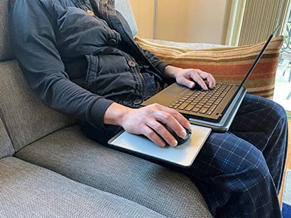 MAX SMART Portable Laptop Lap Pad, Laptop Desk with Retractable Mouse Tray, Sturdy Stable Work Surface for Bed Sofa Couch or Travel