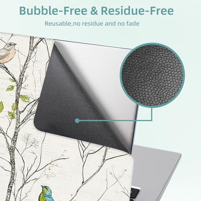 Universal Laptop Skin Decal, 3-Piece Vinyl Protector for 12 13 14 15.6" Notebook, Waterproof Anti-Scratch, Easy Trim & Bubble-Free Finish, Thin Grey Branches and Birds - color: Thin Grey Branches and Birds
