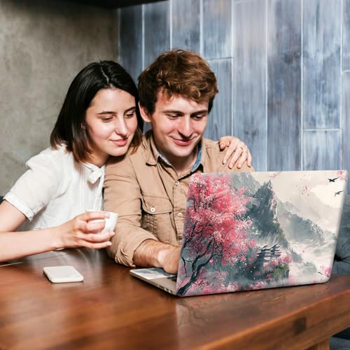 Universal Laptop Skin Sticker Decal, Compatible with MacBook HP Dell Lenovo 12"-15.6", Reusable Vinyl Notebook Cover 3PCS Set, High-Recognition Film- Pink-Japanses Sakura - color: Pink-Japanses Sakura