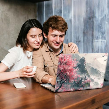 Universal Laptop Skin Sticker Decal, Compatible with MacBook HP Dell Lenovo 12"-15.6", Reusable Vinyl Notebook Cover 3PCS Set, High-Recognition Film- Pink-Japanses Sakura - color: Pink-Japanses Sakura