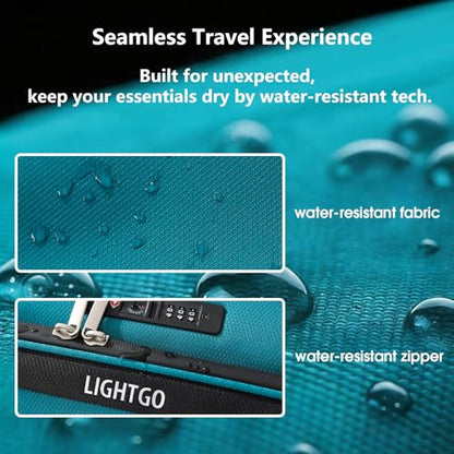 LIGHTGO 3 Piece Set Ultra Lightweight Softshell Suitcase with TSA Lock & 360° Silent Wheels - Water-Resistant, Expandable Luggage in 20in, 24in, 28in Sizes for Easy Travel(Turquoise) - color: Turquoise, size: 3 pack