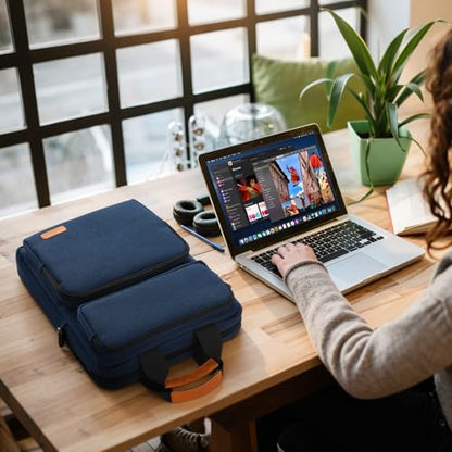MoKo 13.3-14 inch Laptop Sleeve Sholder Bag Carry Case with Multi-Pockets | Fits Mac NEO/Air 13-inch M5, Mac Pro 14-inch M5/M4/M3/M2/M1 and MacAir 13-inch M4/M3/M2/M1, Indigo - color: Indigo, size: 13.3-14 Inch