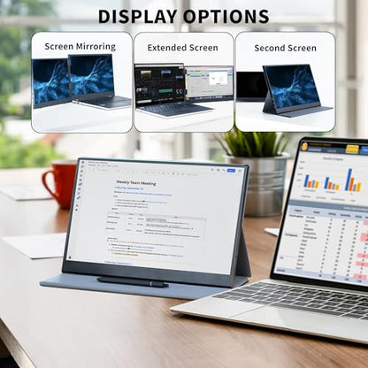 VIVO 15.6 inch Portable Monitor with Laptop Screen Extender Holding Bracket, Fits Laptops up to 18.5 inches, Black, STAND-PM01M